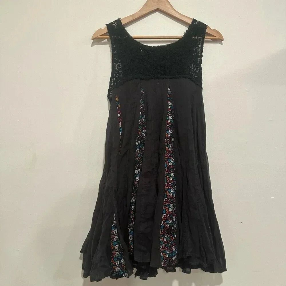 Free People Black Floral Mini Dress